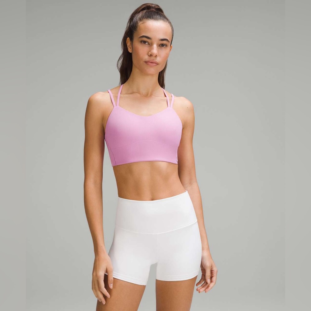 Lululemon Like a Cloud Longline Bra Ribbed size 6/8 Dahlia Mauve DHMU